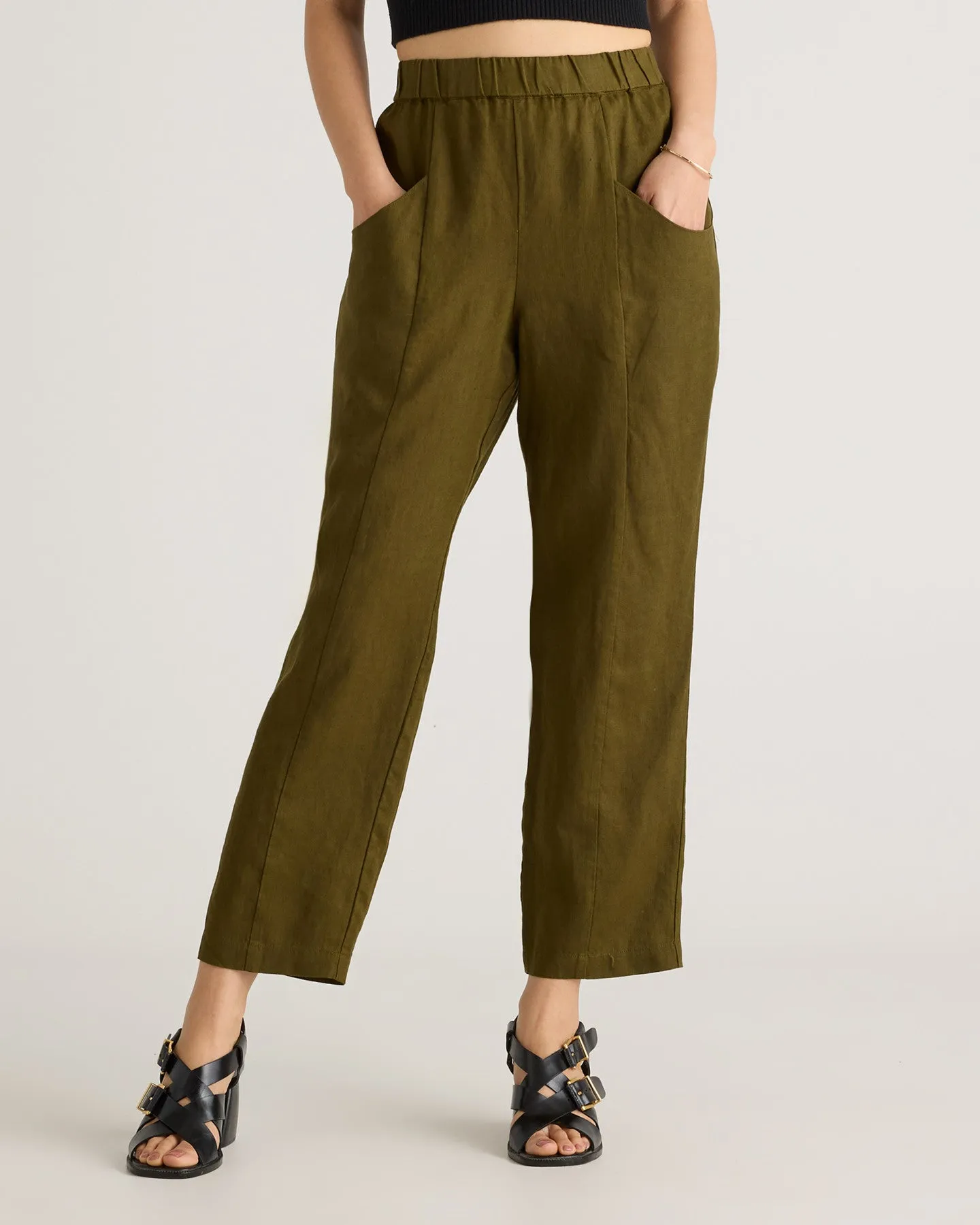 100% European Linen Tapered Ankle Pants