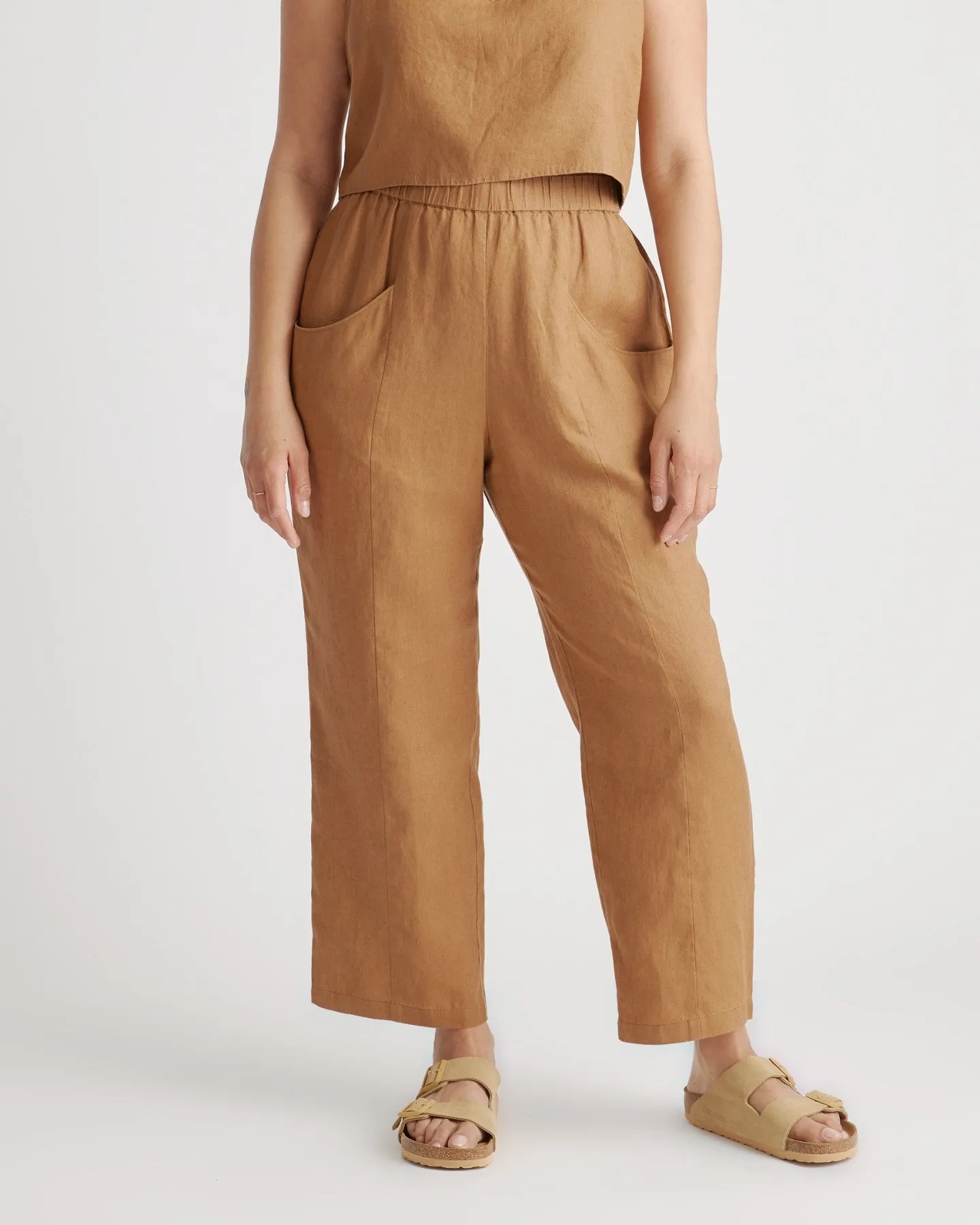 100% European Linen Tapered Ankle Pants