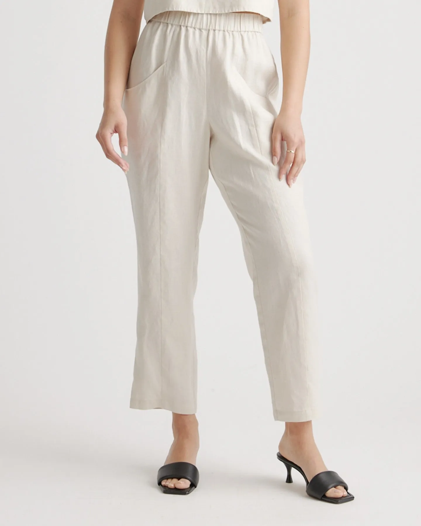 100% European Linen Tapered Ankle Pants