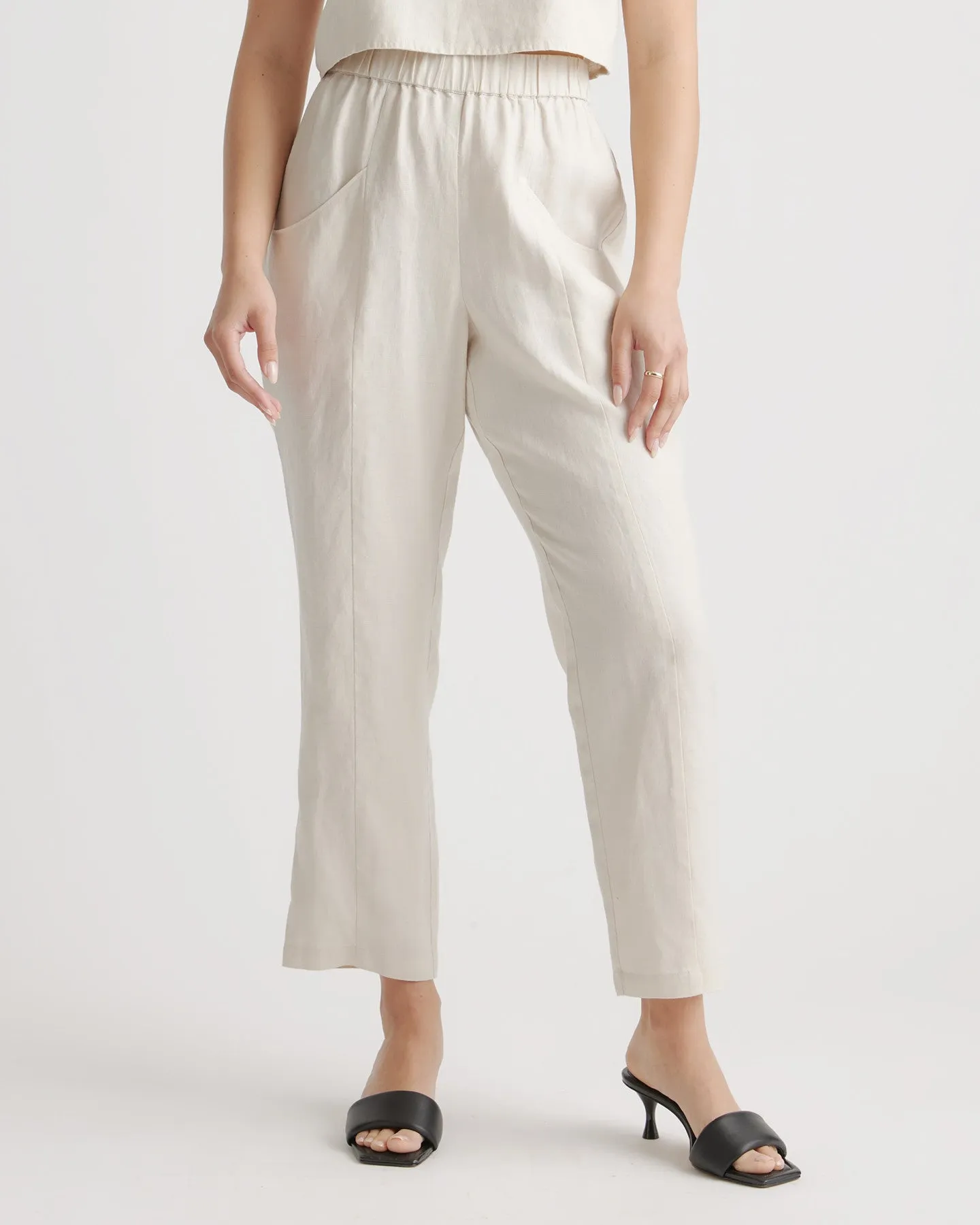 100% European Linen Tapered Ankle Pants