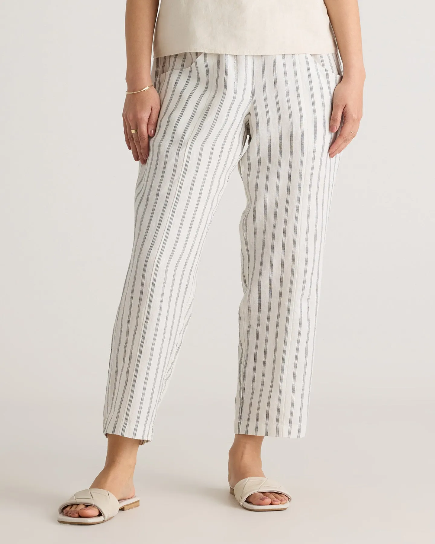100% European Linen Tapered Ankle Pants