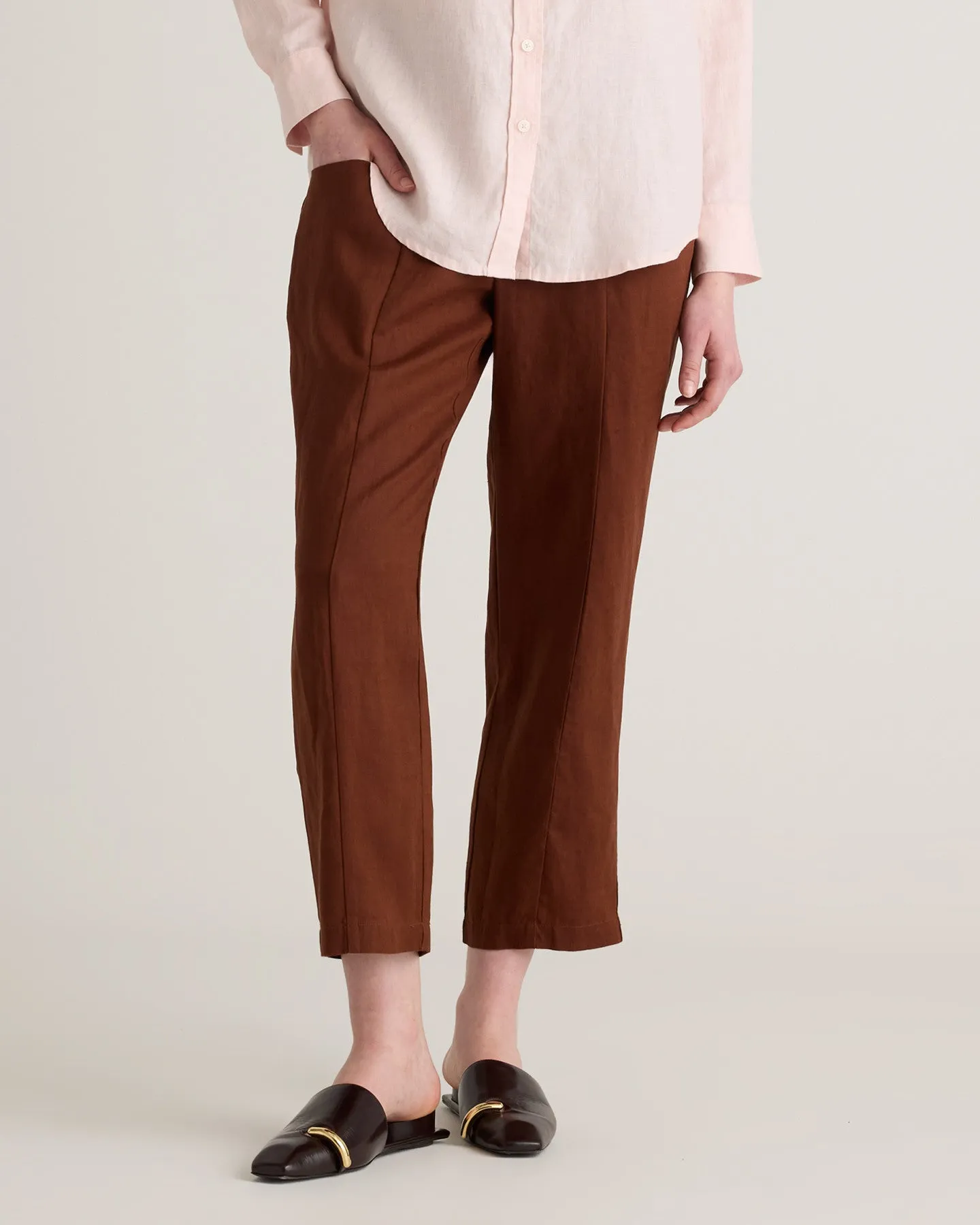 100% European Linen Tapered Ankle Pants