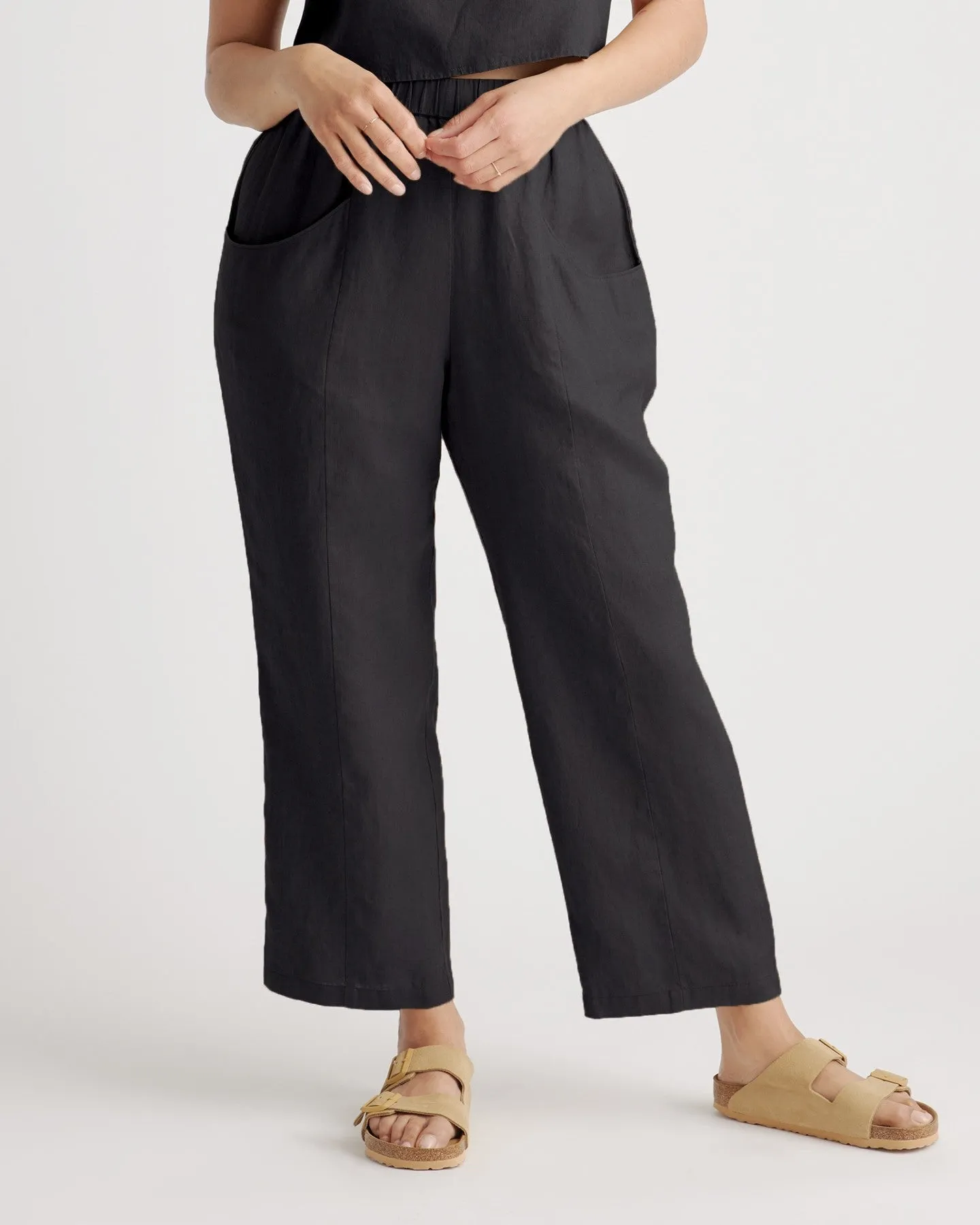 100% European Linen Tapered Ankle Pants