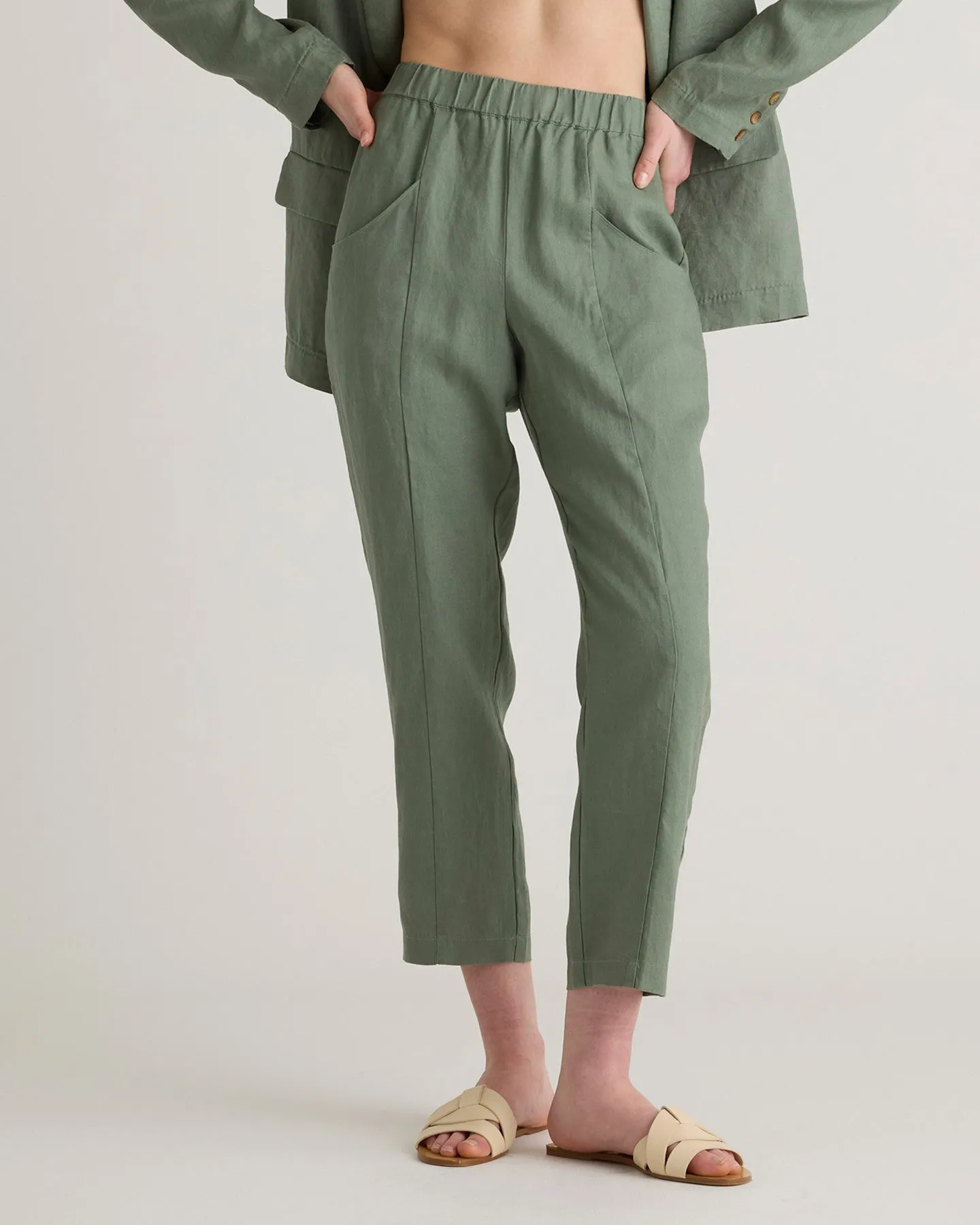 100% European Linen Tapered Ankle Pants
