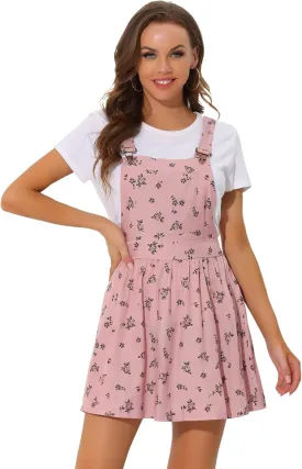 Allegra K Women's Chambray Overall Minidress Peasant Casual Suspender Straps Pantern Pinafore Dress