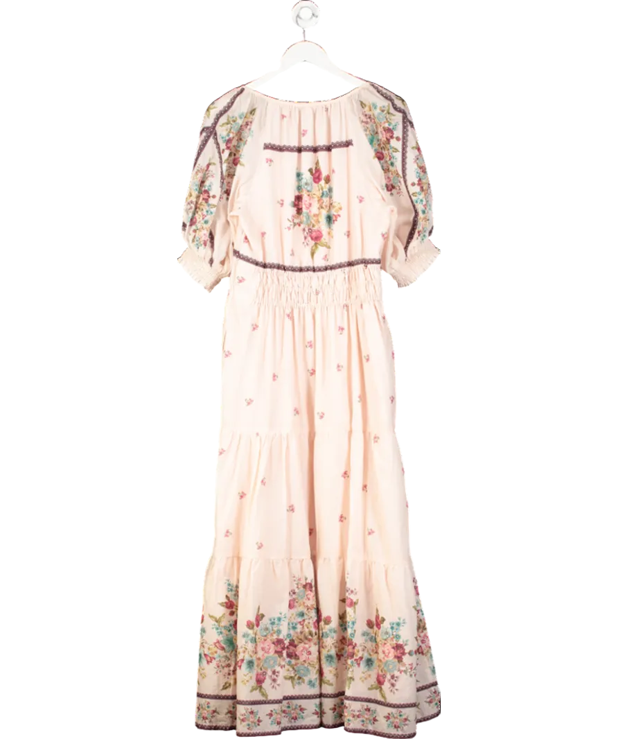 Anthropologie Pink Floral Somerset Print Maxi Dress UK L