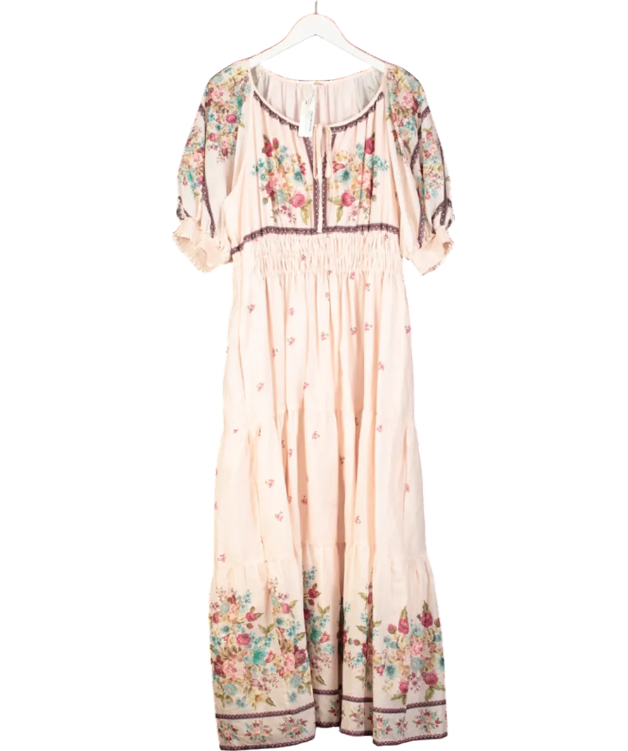 Anthropologie Pink Floral Somerset Print Maxi Dress UK L
