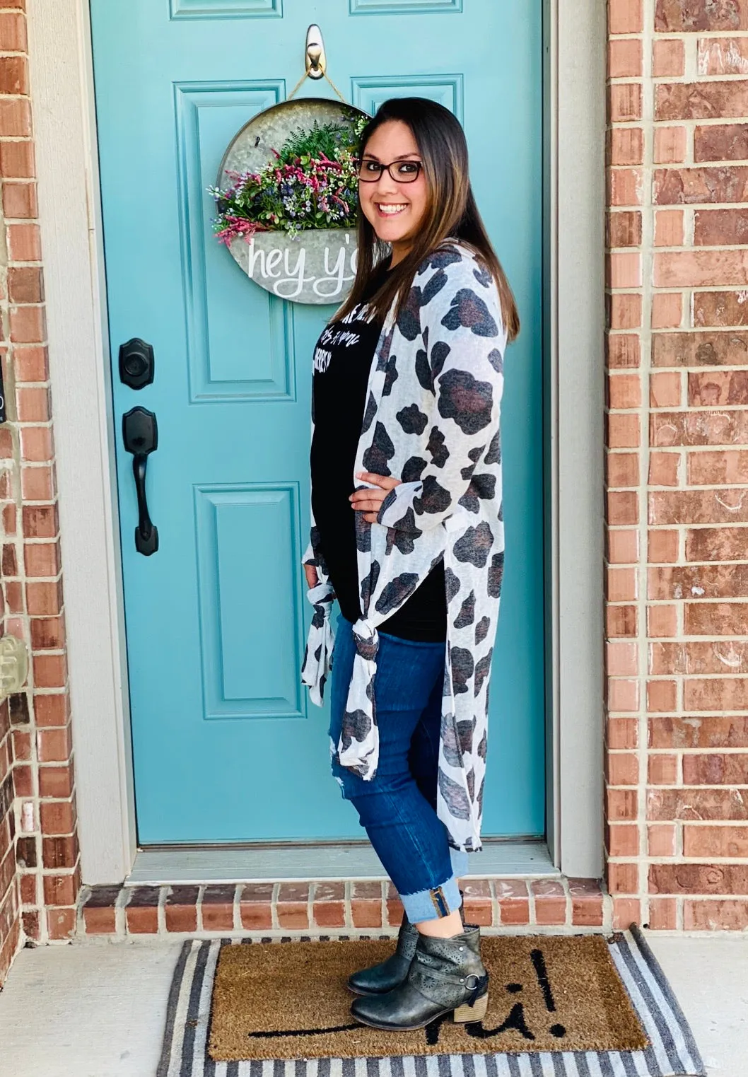 Ava Leopard Long Cardigan