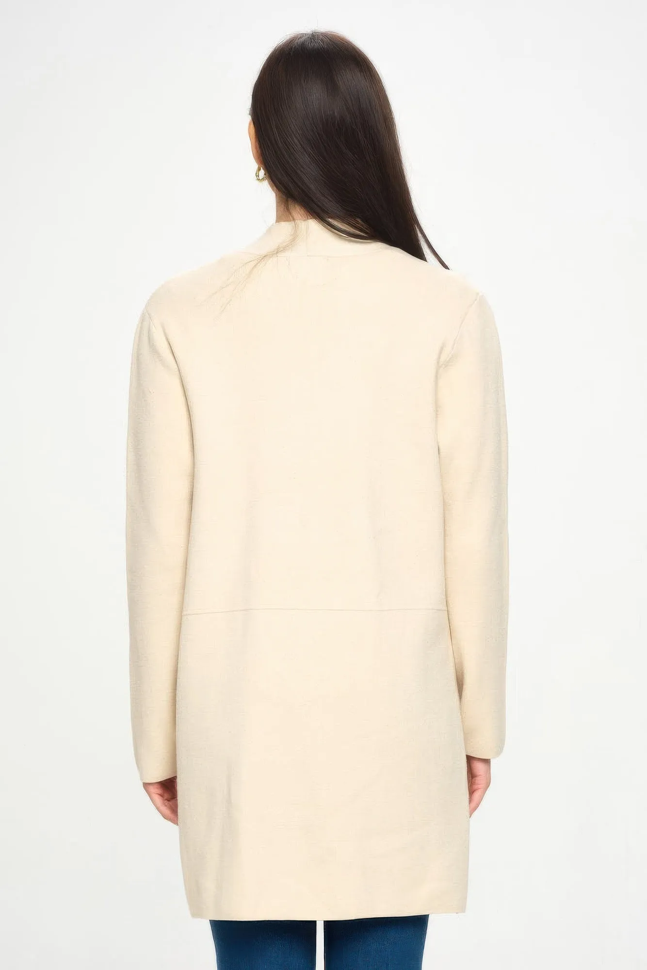 Basic Soft Long Line Open Front Sweater Cardigan