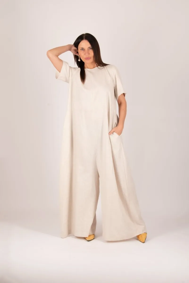 Beige Linen Jumpsuit VALENTIN
