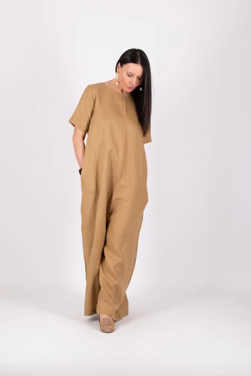 Beige Linen Jumpsuit VALENTIN