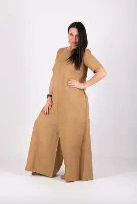 Beige Linen Jumpsuit VALENTIN