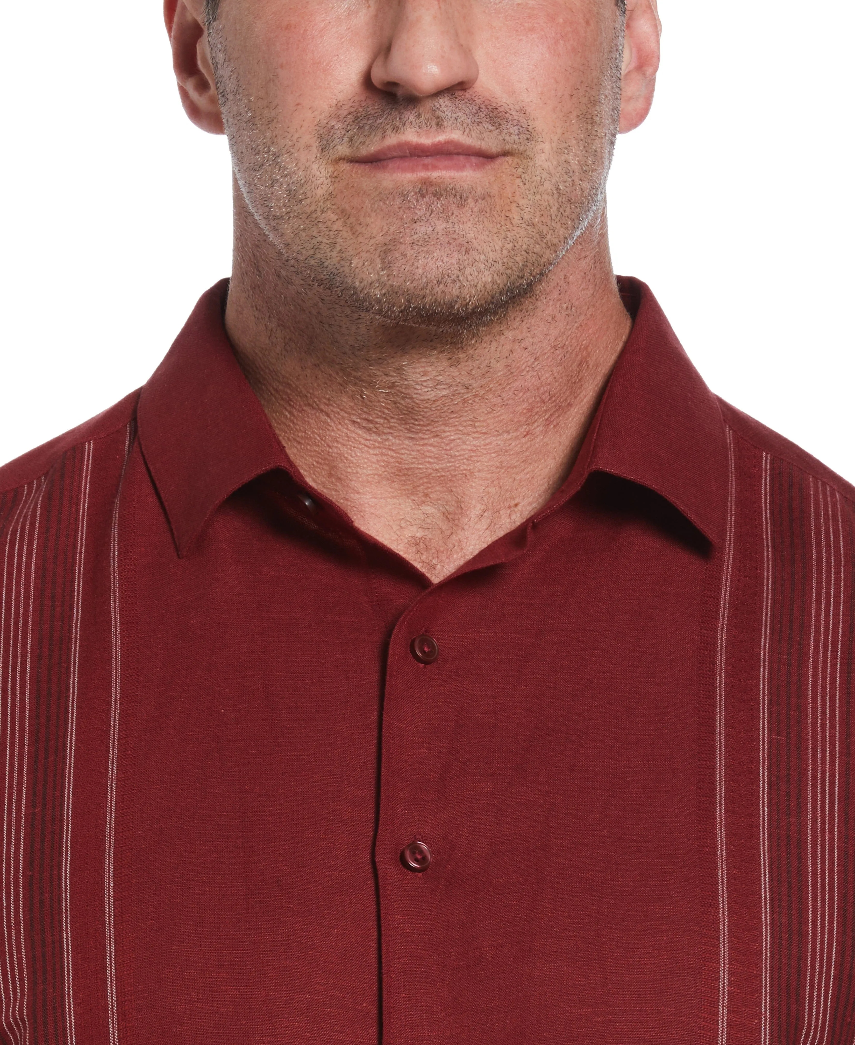 Big & Tall Linen Blend Yarn Dyed Panel Shirt