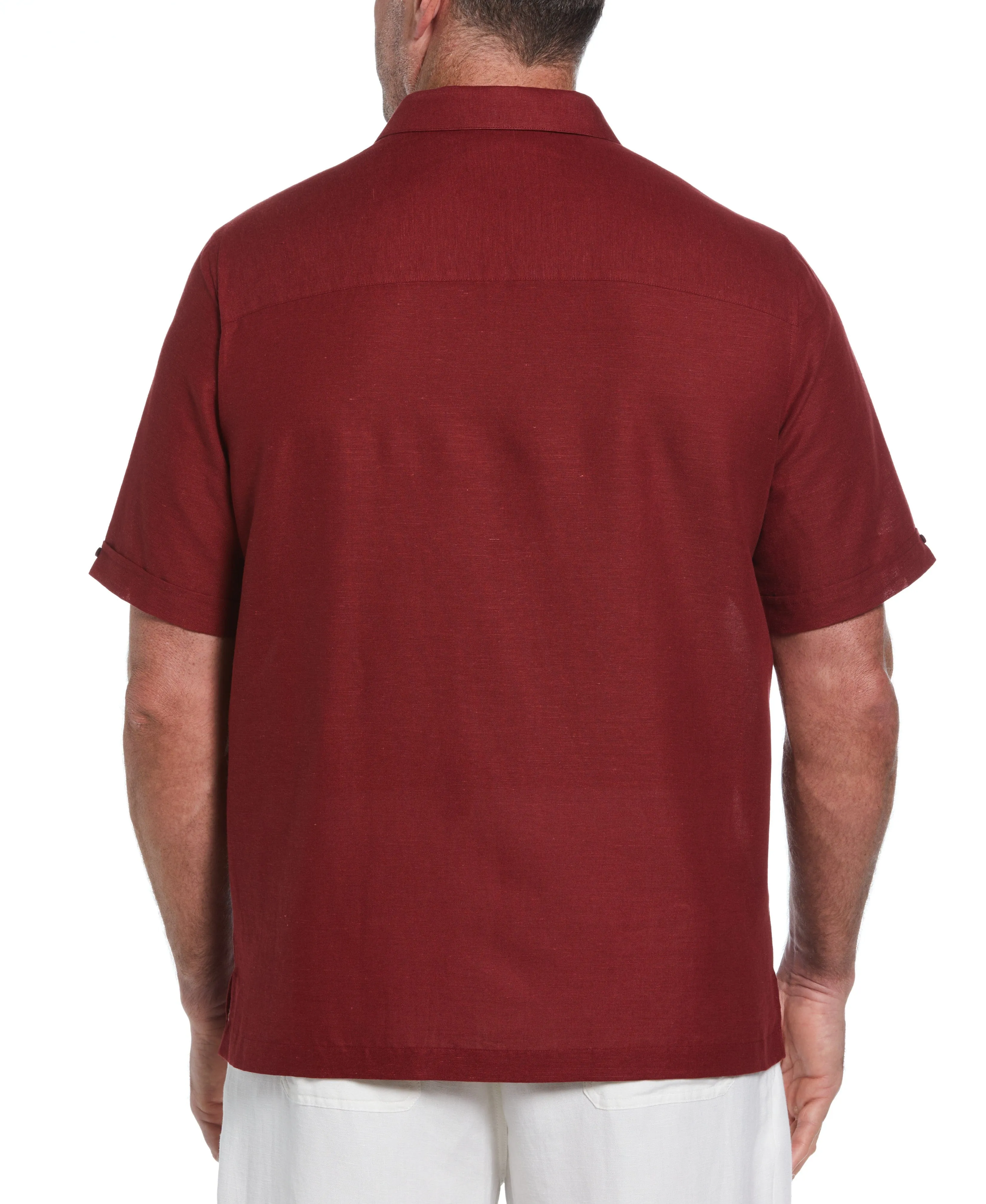 Big & Tall Linen Blend Yarn Dyed Panel Shirt