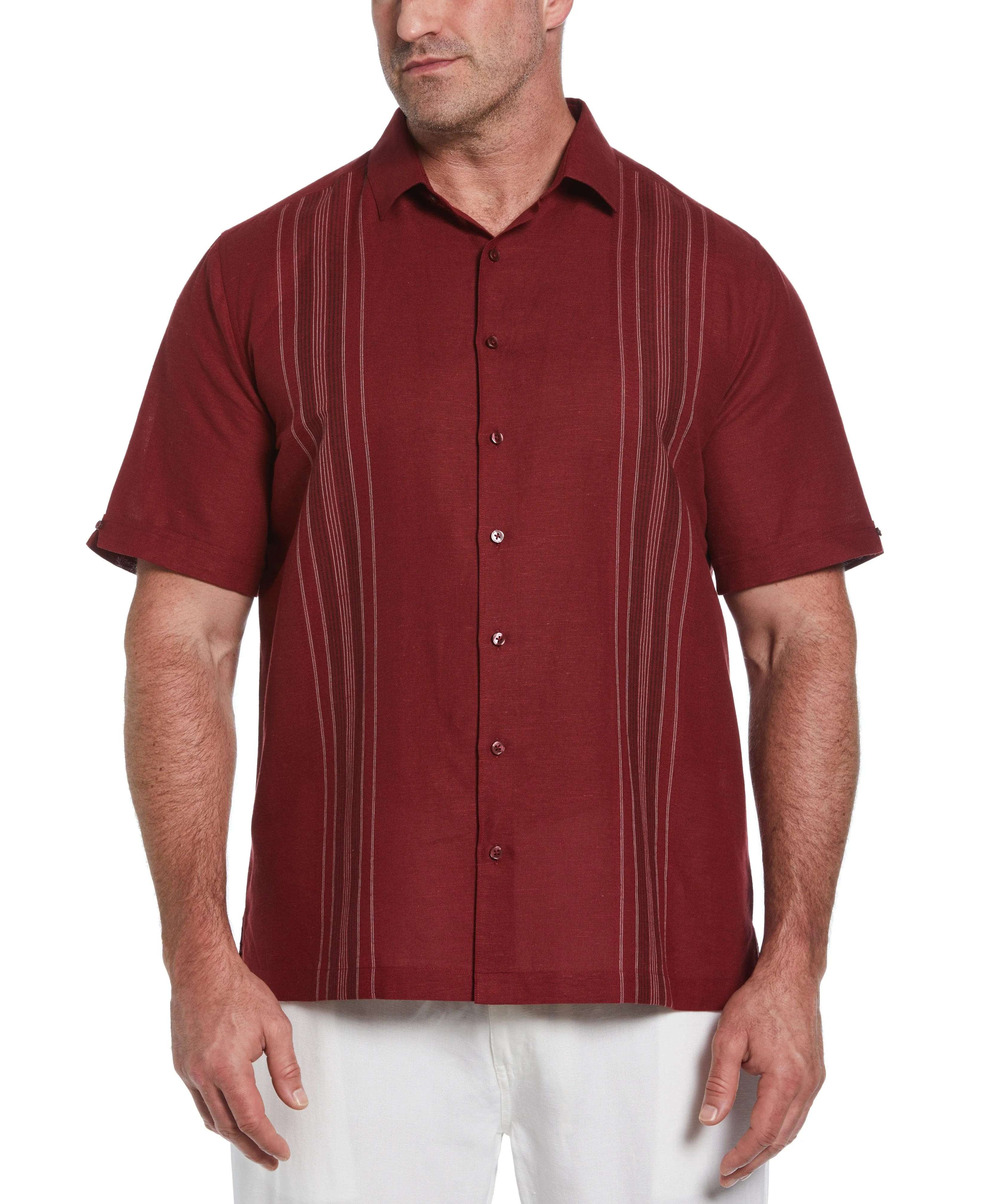 Big & Tall Linen Blend Yarn Dyed Panel Shirt