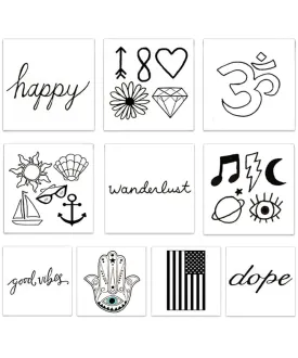 Black and White Temporary Tattoos