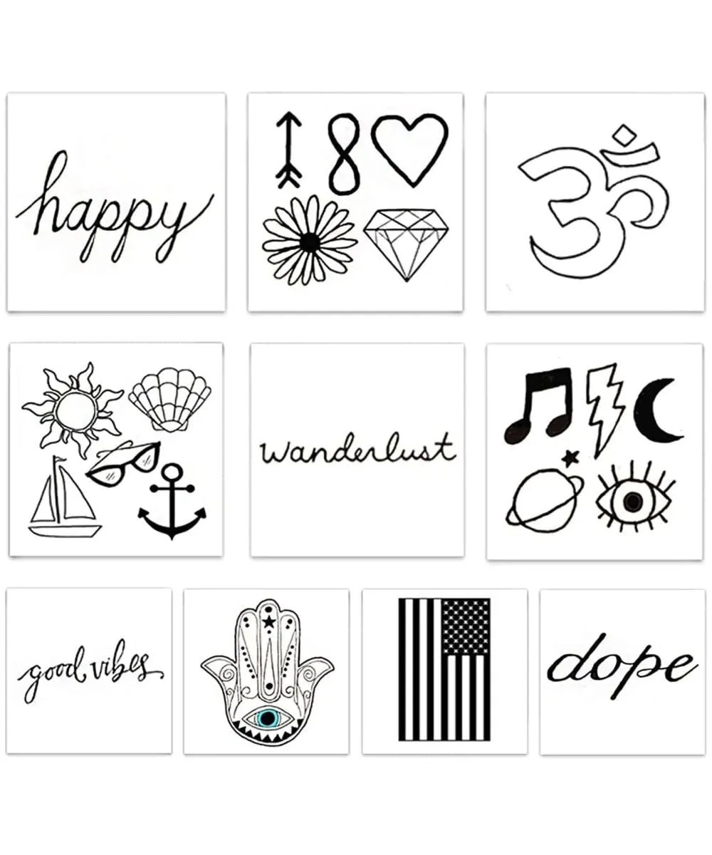Black and White Temporary Tattoos