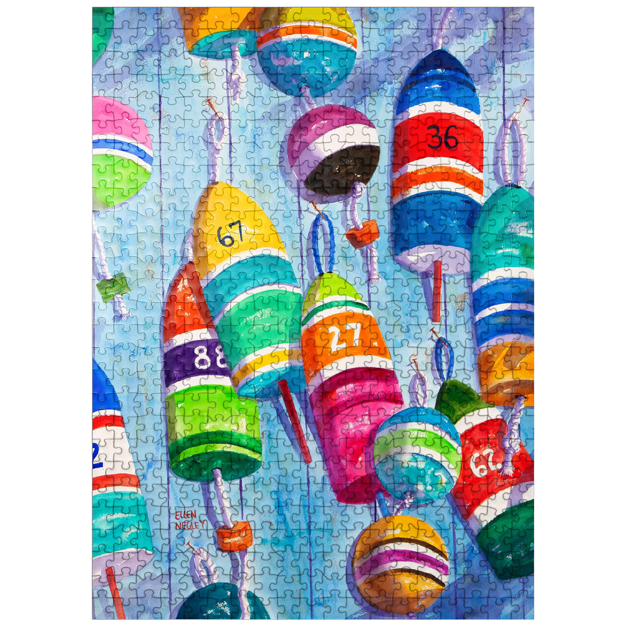 Blue Buoys - Watercolor Artwork