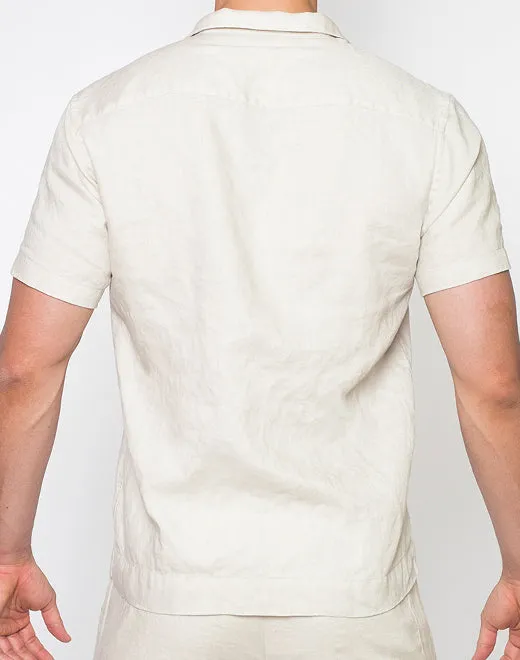Breezy Linen Short Sleeve Classic Shirt - Beige