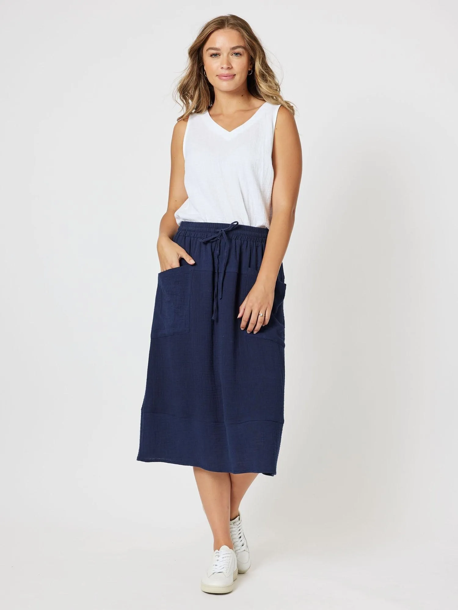 Byron Cotton Skirt - Navy