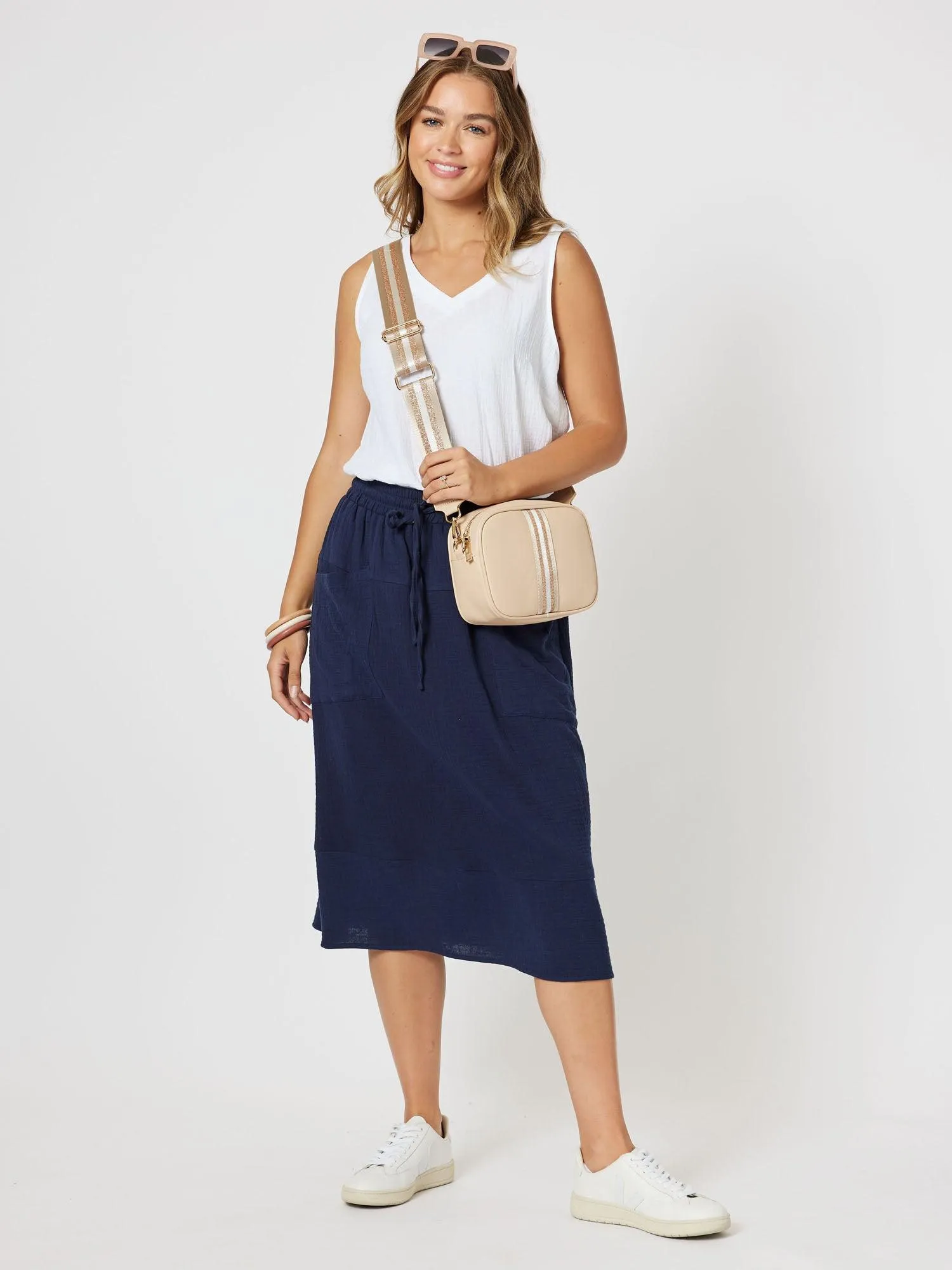 Byron Cotton Skirt - Navy
