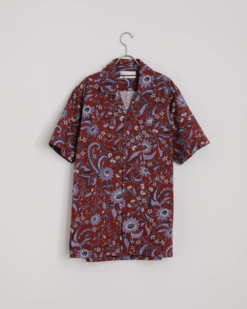 Camp Shirt Huntington Flora in Ruby