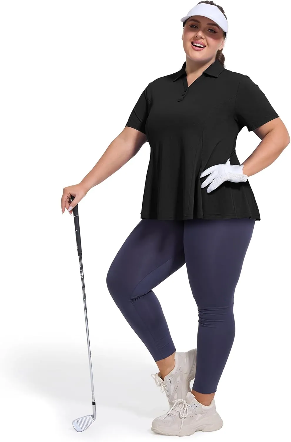 Casei Women's Plus Size Golf Polo Shirt with Sunglasses Holder UPF 50  Tunic Tops Casual Workout Work Shirts