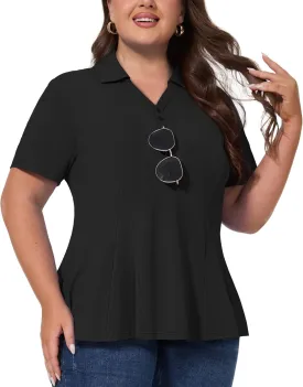 Casei Women's Plus Size Golf Polo Shirt with Sunglasses Holder UPF 50  Tunic Tops Casual Workout Work Shirts