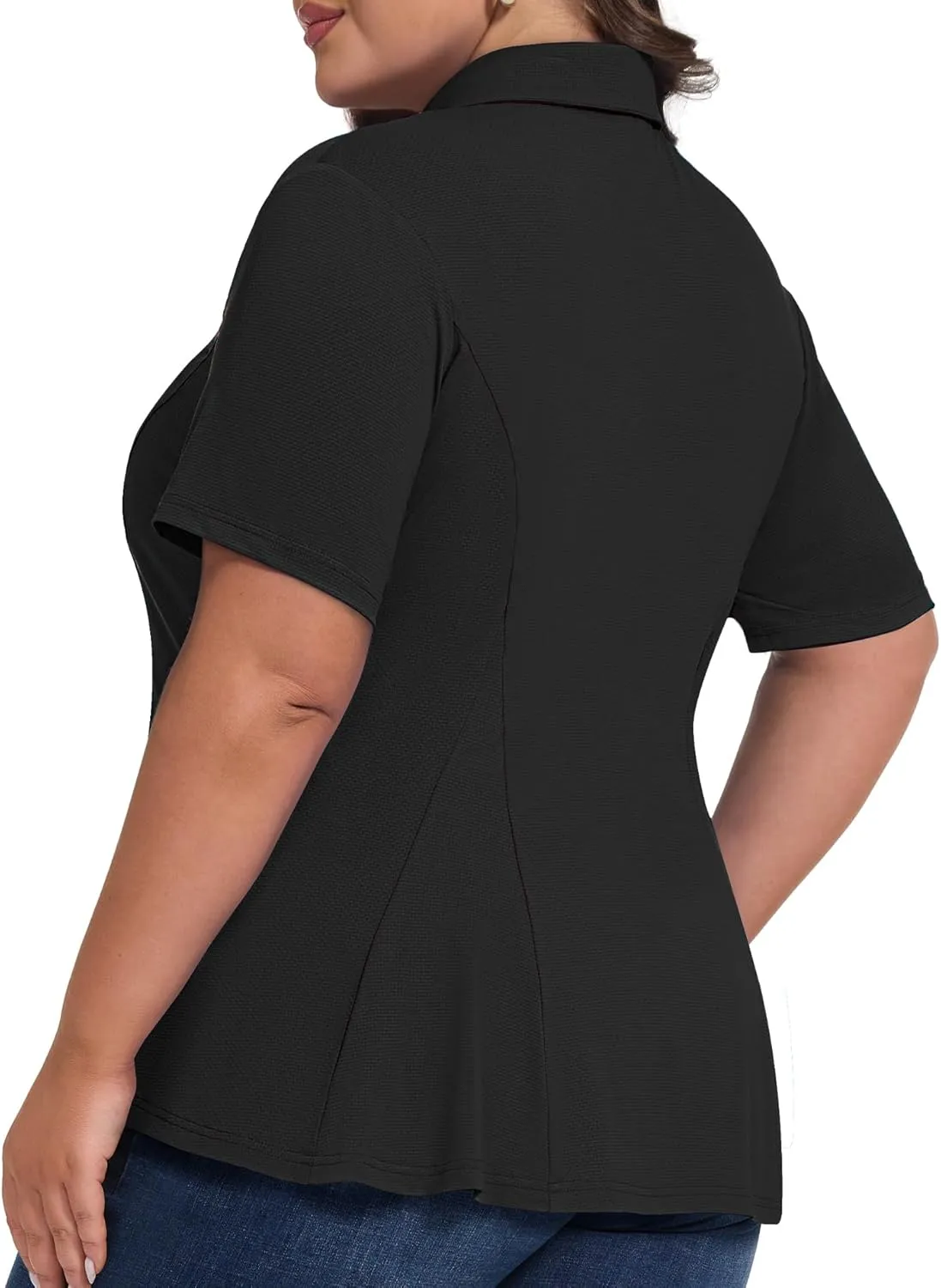 Casei Women's Plus Size Golf Polo Shirt with Sunglasses Holder UPF 50  Tunic Tops Casual Workout Work Shirts