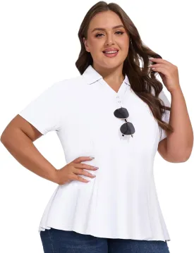 Casei Women's Plus Size Golf Polo Shirt with Sunglasses Holder UPF 50  Tunic Tops Casual Workout Work Shirts