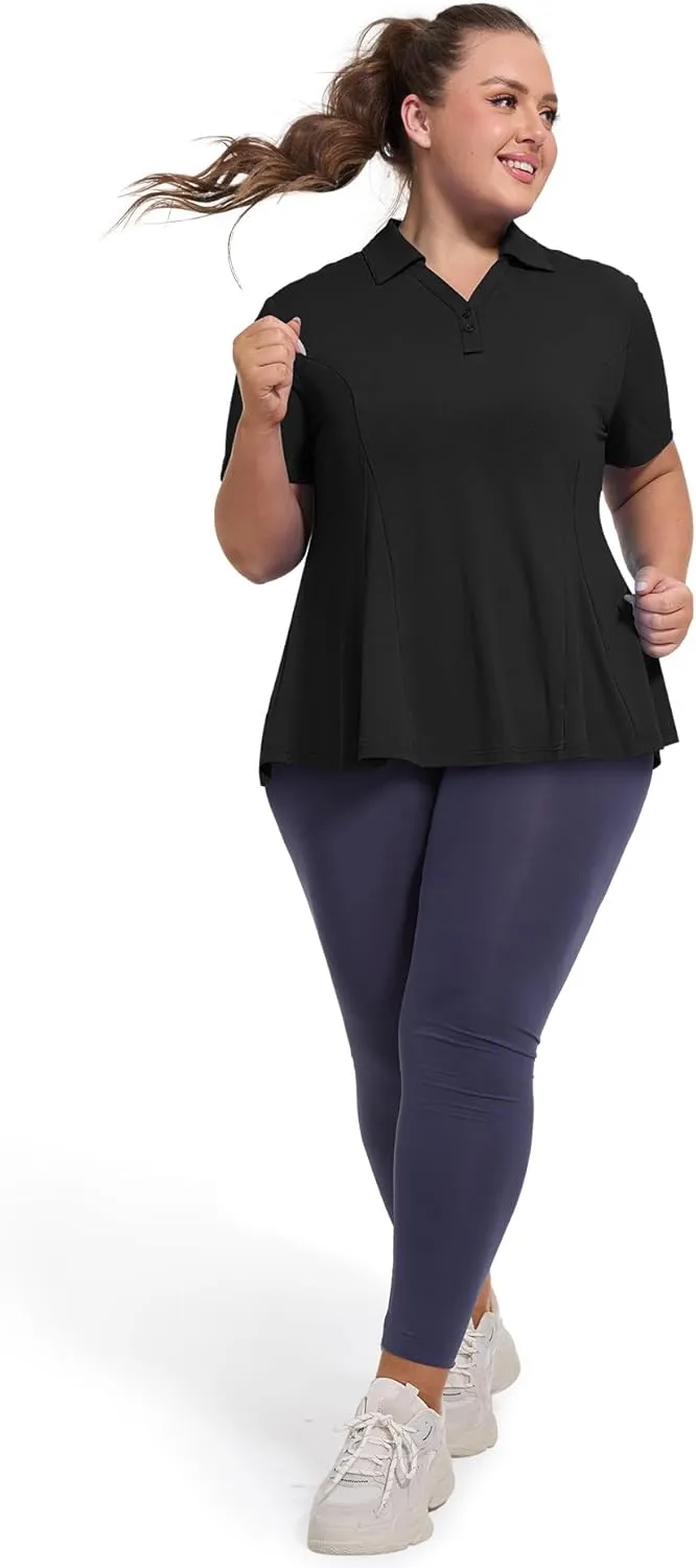 Casei Women's Plus Size Golf Polo Shirt with Sunglasses Holder UPF 50  Tunic Tops Casual Workout Work Shirts