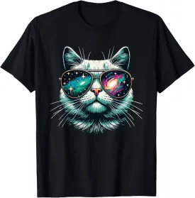 Cat Space Galaxy Sunglasses Cats T-Shirt