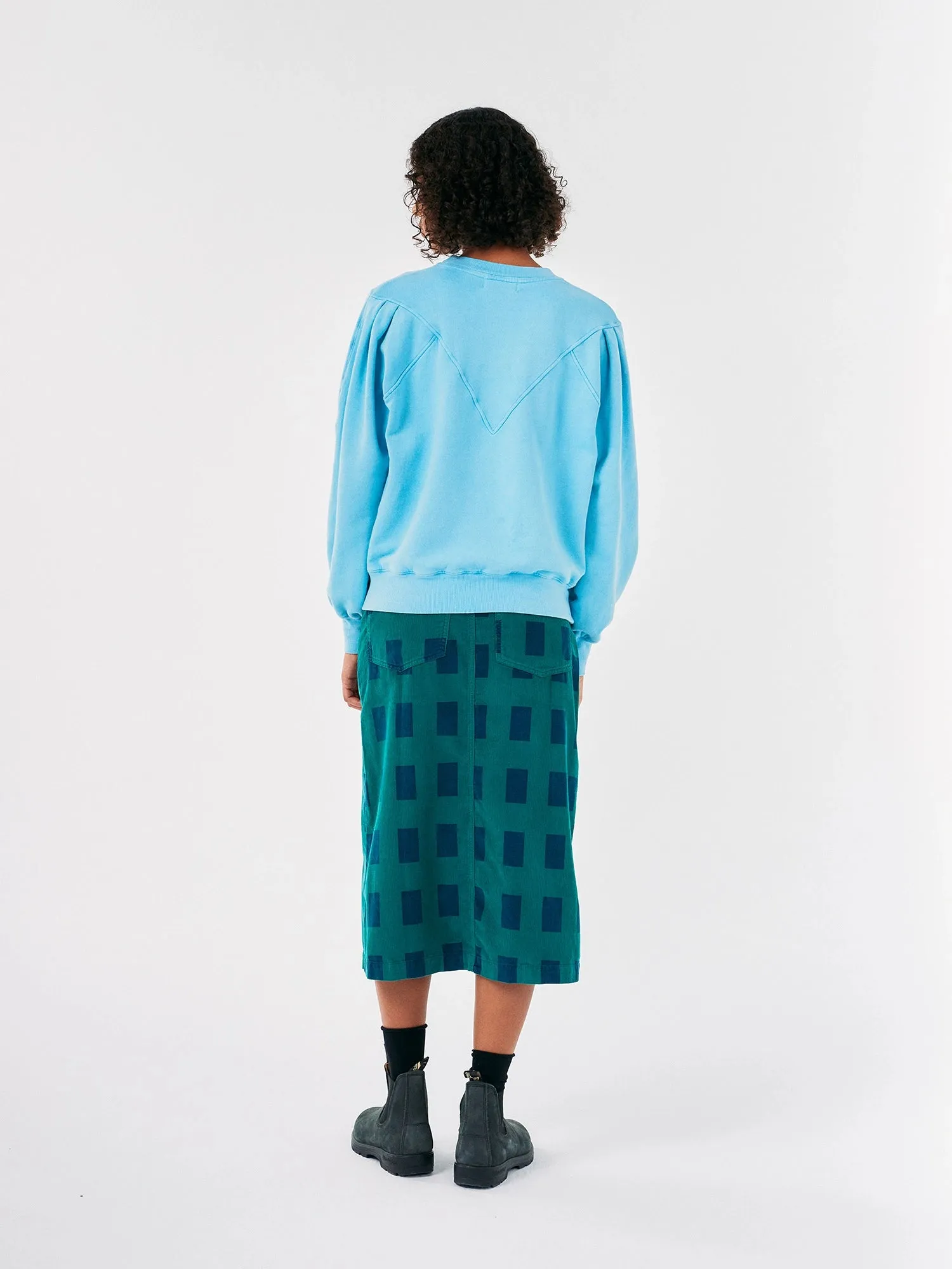 Checked corduroy pencil skirt