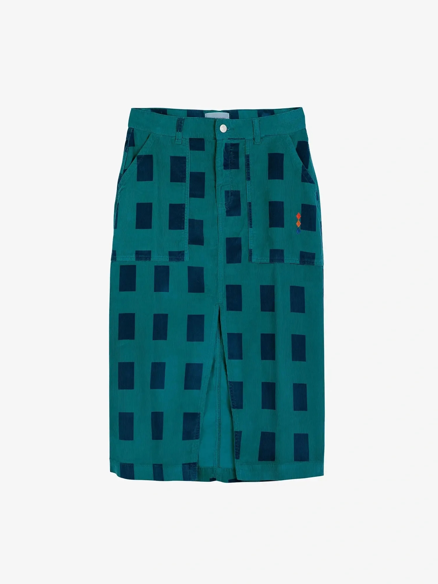 Checked corduroy pencil skirt