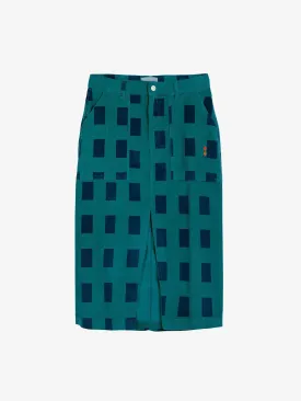 Checked corduroy pencil skirt