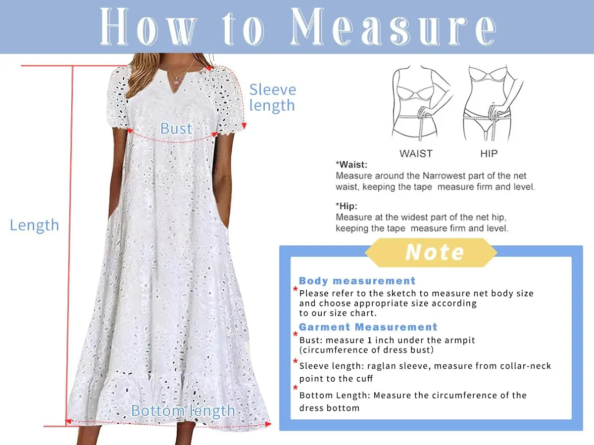 chouyatou Women Summer Ruffle Hem Floral Lace Eyelet Dress Casual Notch Neck Midi Tunic Dress with Pocket