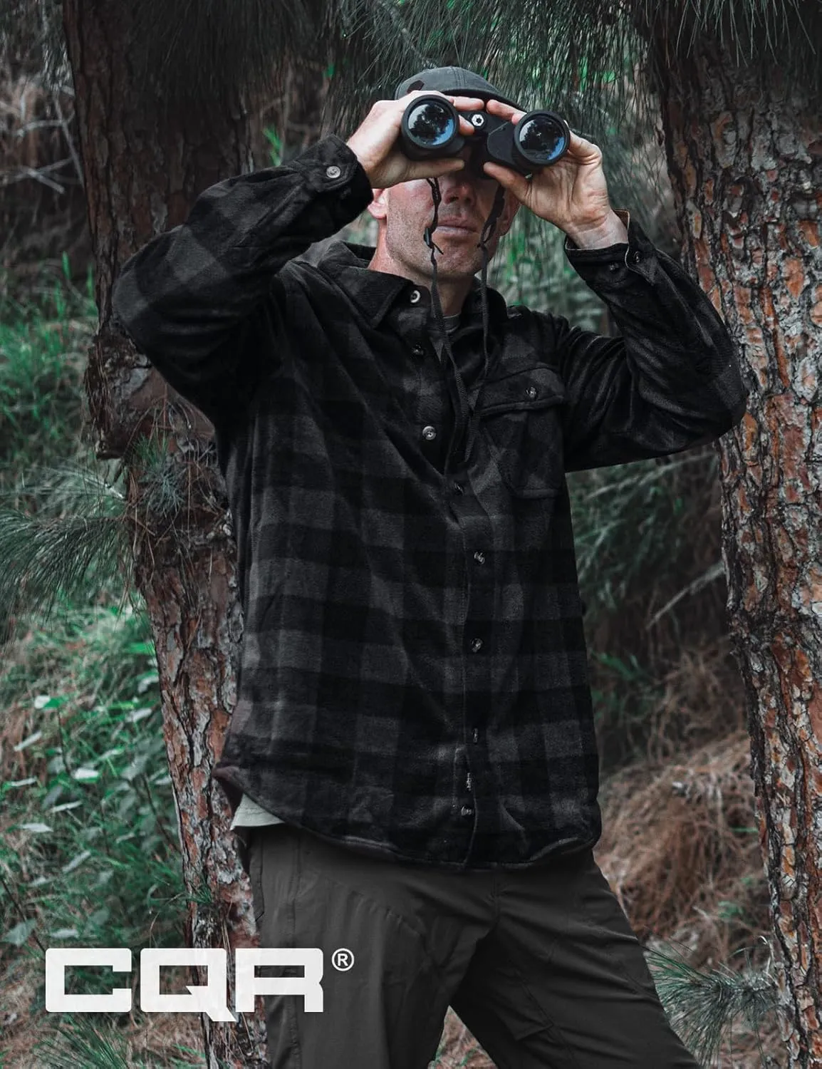 CQR Men's Long Sleeve Heavyweight Fleece Shirts, Plaid Button Up Shirt, Warm Outdoor Casual Shirt with Pockets