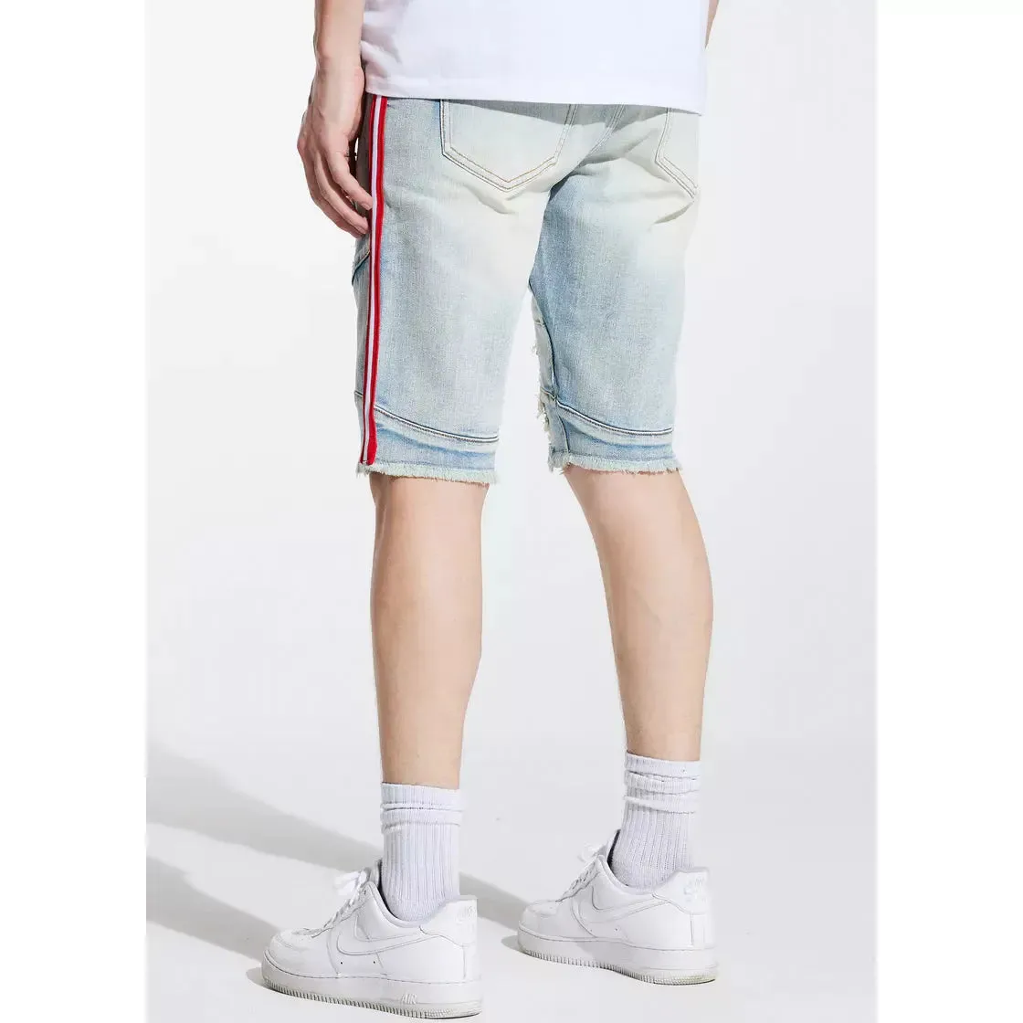 Crysp Denim Light Blue Striped Line Shorts (CRYSPSP221-132)