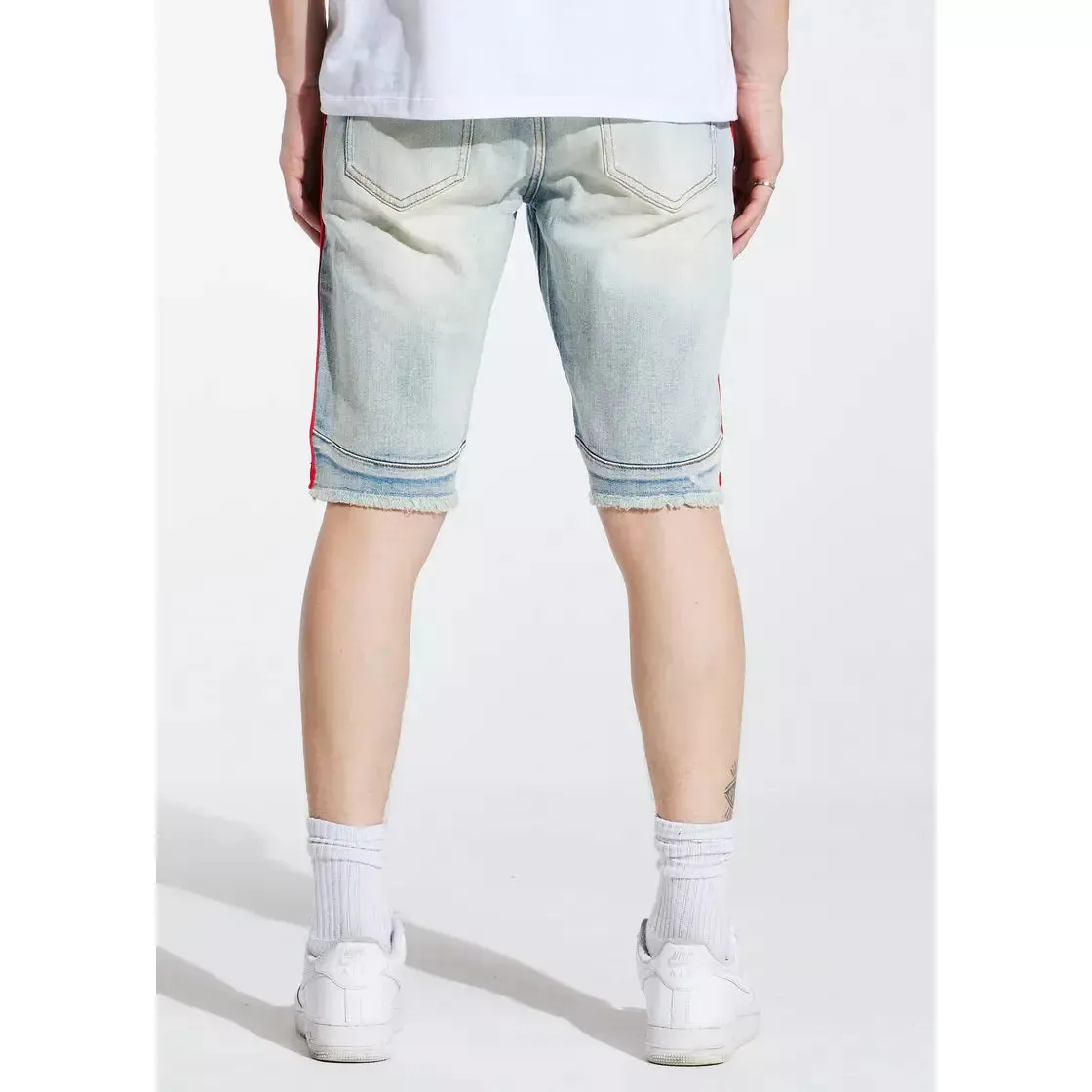 Crysp Denim Light Blue Striped Line Shorts (CRYSPSP221-132)