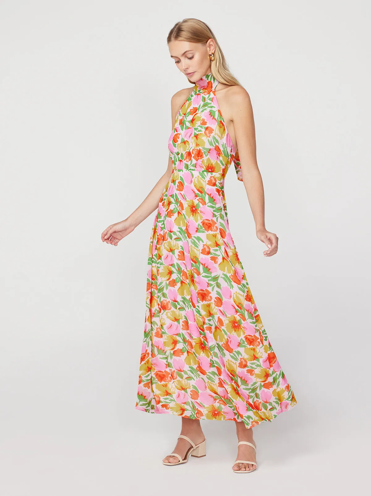 Dakota Pink Garden Floral Halterneck Maxi Dress