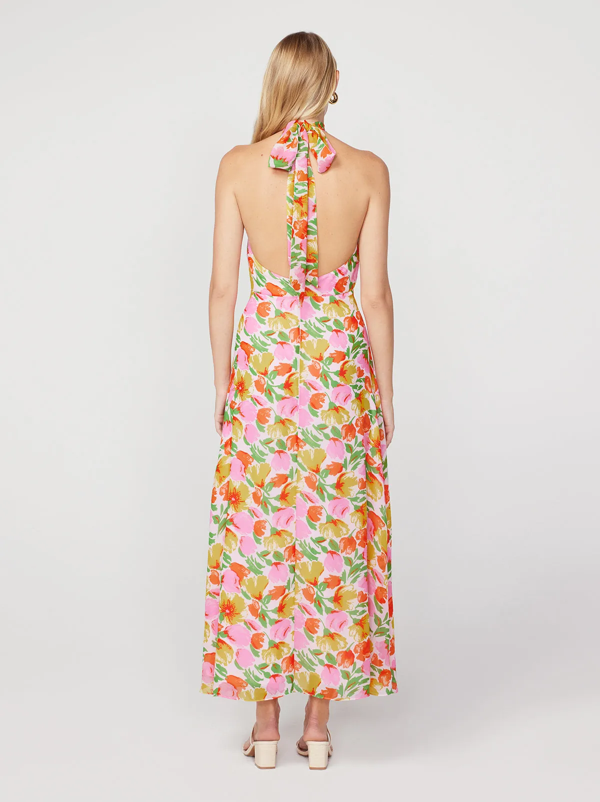 Dakota Pink Garden Floral Halterneck Maxi Dress