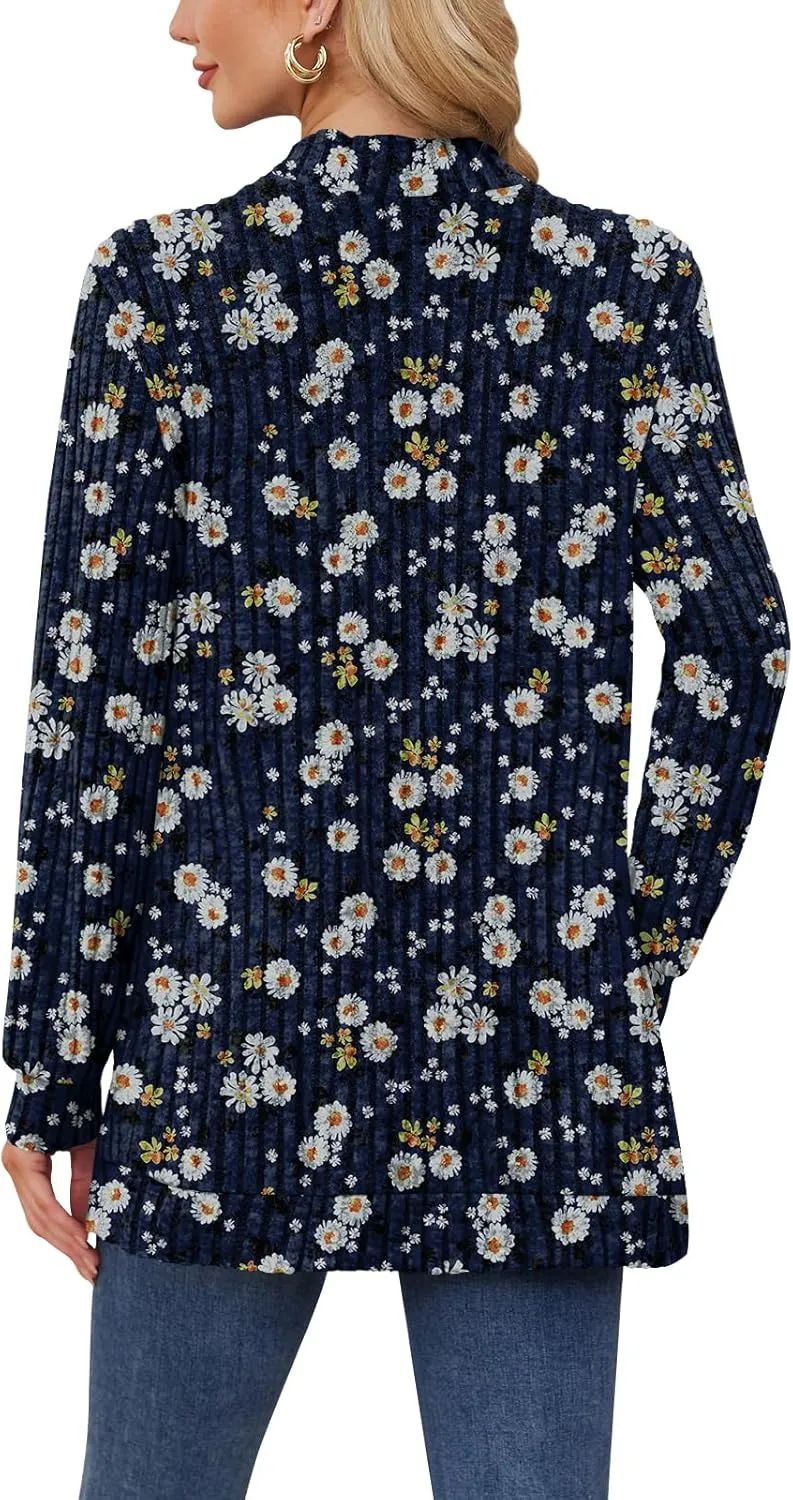 DB MOON Womens Long Cardigan Lightweight Sweater Open Front Long Sleeve Outfits with Pockets