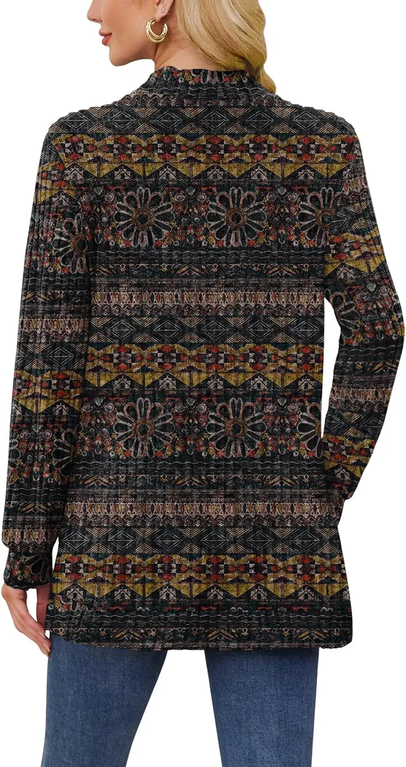 DB MOON Womens Long Cardigan Lightweight Sweater Open Front Long Sleeve Outfits with Pockets