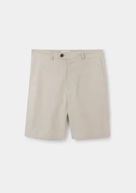 Ecru Cotton Linen Shorts