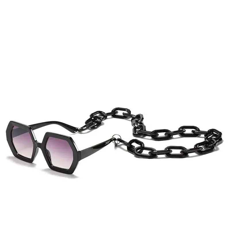 Exaggerated Octagonal Sunglasses with UV400 Protection - Trendy Oversized Shades