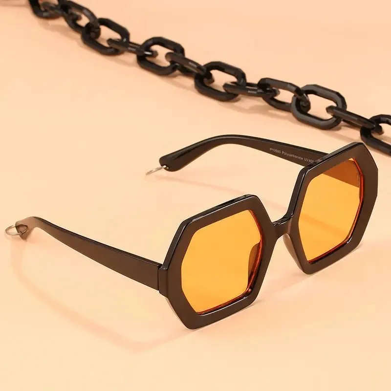 Exaggerated Octagonal Sunglasses with UV400 Protection - Trendy Oversized Shades