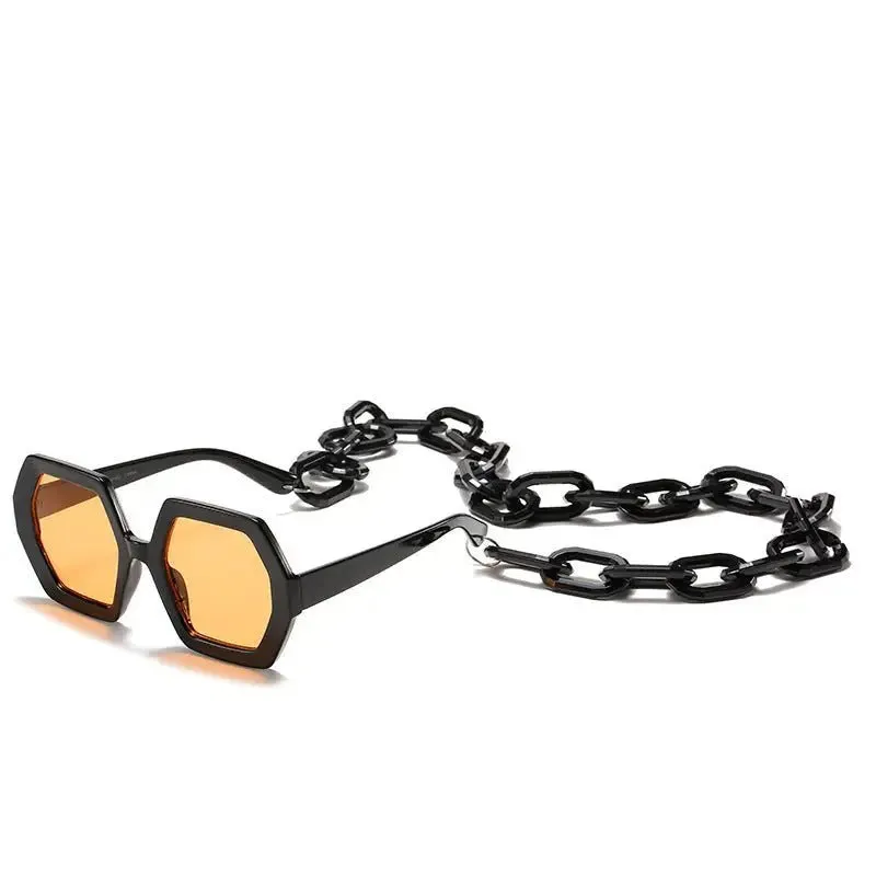 Exaggerated Octagonal Sunglasses with UV400 Protection - Trendy Oversized Shades