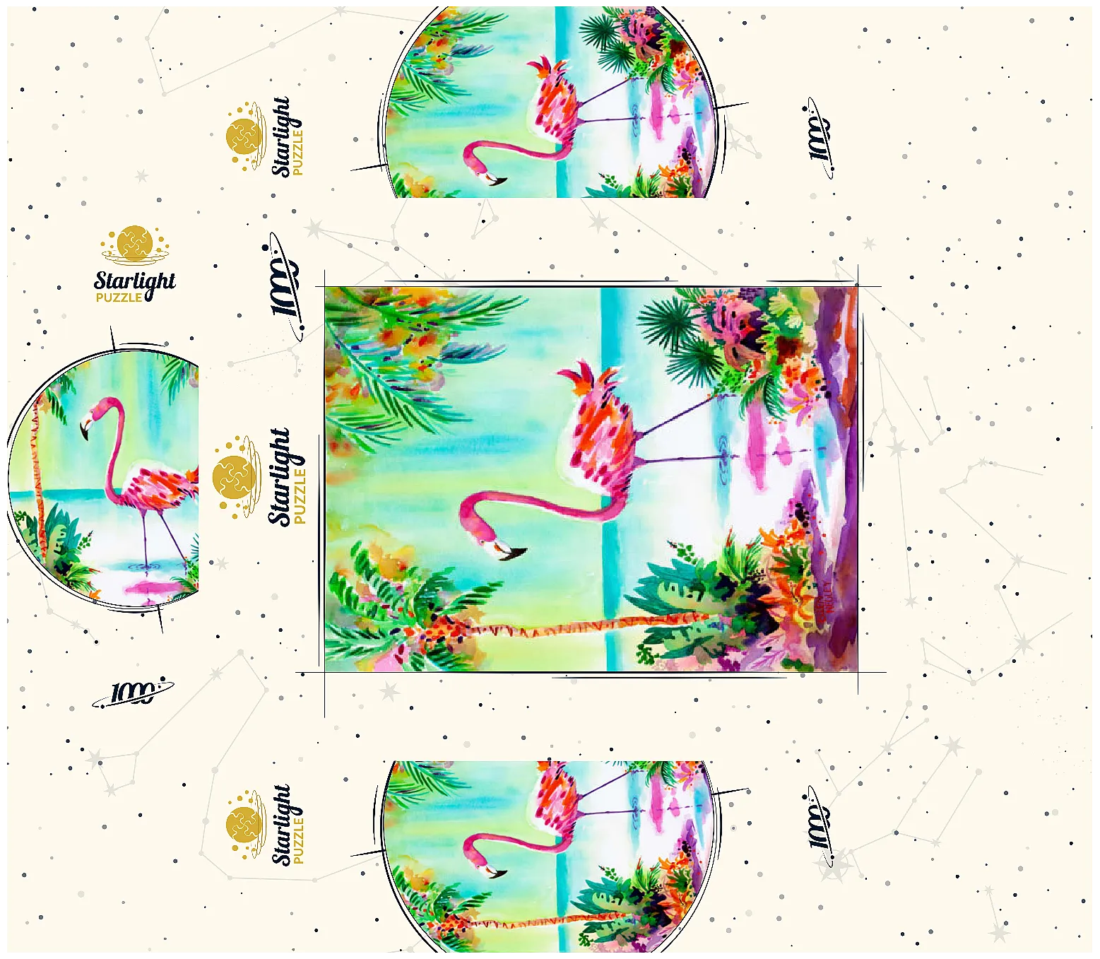 Flamingo Lagoon - Watercolor Artwork