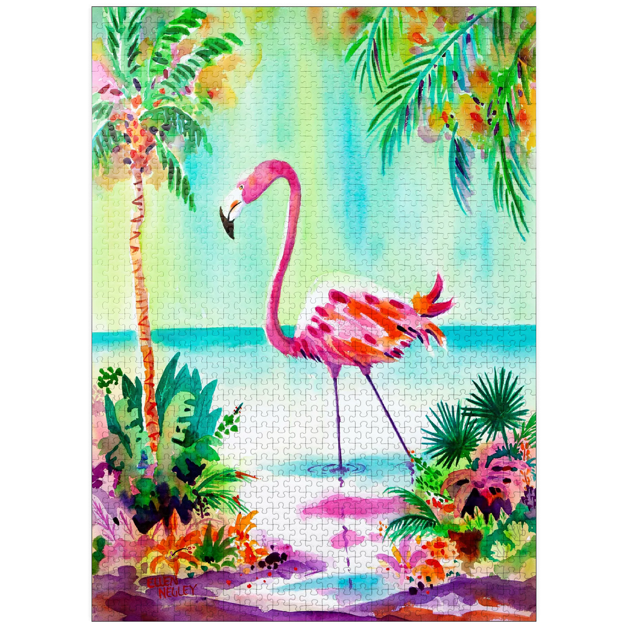 Flamingo Lagoon - Watercolor Artwork