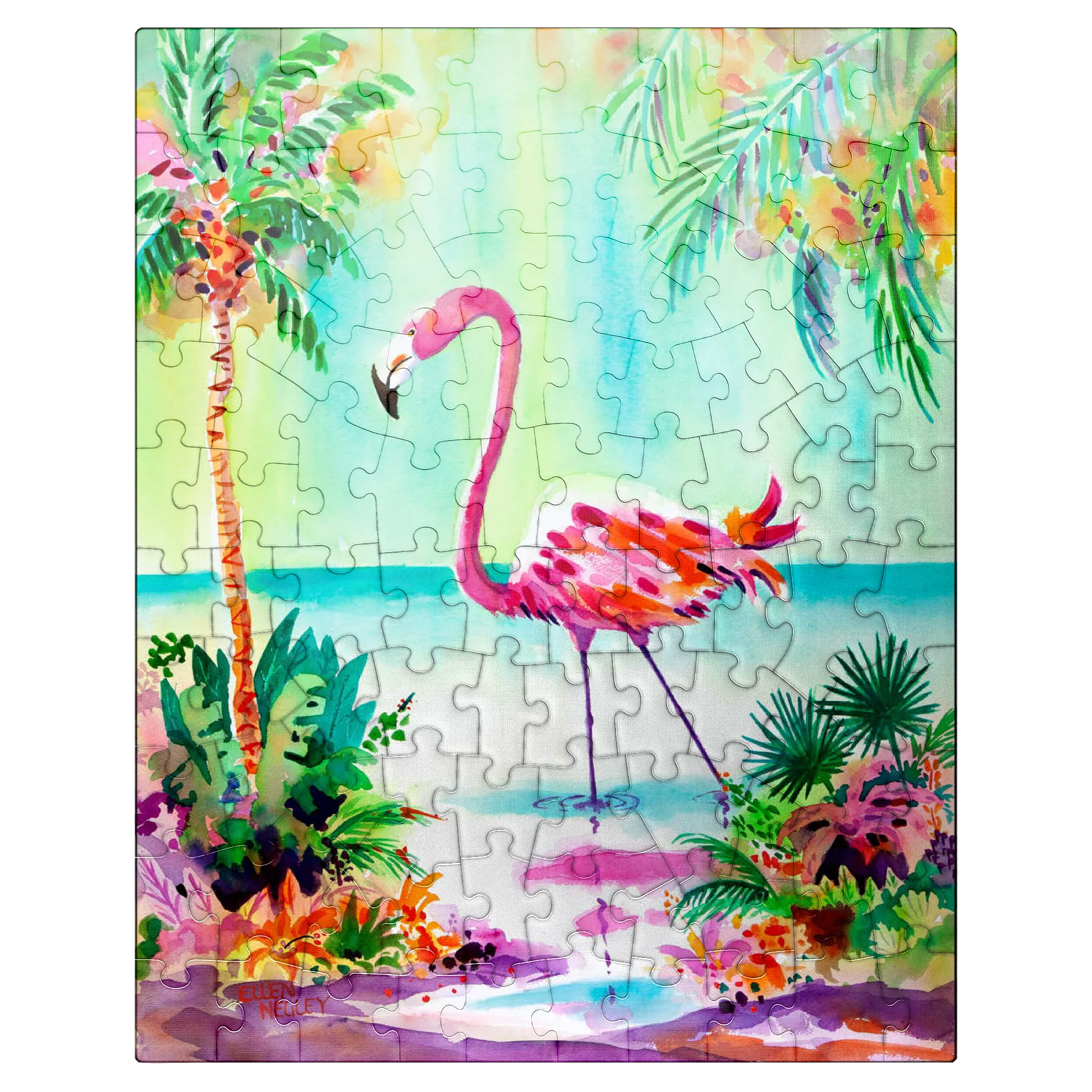 Flamingo Lagoon - Watercolor Artwork